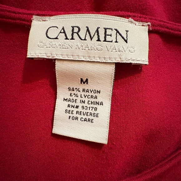 Carmen Marc Valvo Red Relaxed Blouse size M - Picture 6 of 7